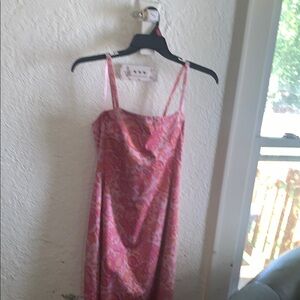 Lauren Ralph Lauren Vibrant Pink and Orange Y2K Spaghetti Strap Dress